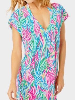 NWOT Lilly Pulitzer Tali dress/coverup, size Large/Lg/L Multi Sea Turtle Soire